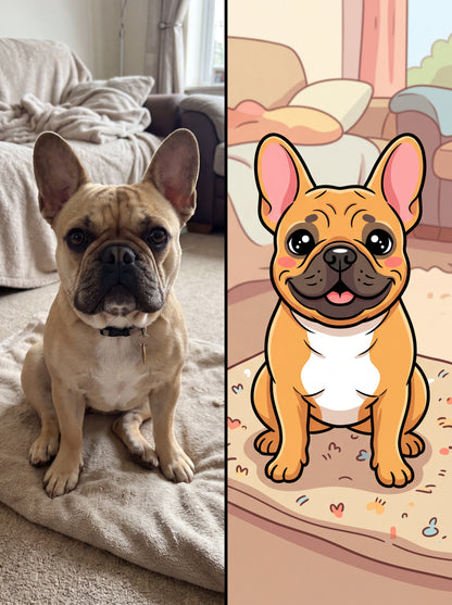 Custom Pet Portrait Canvas — Cartoon Style