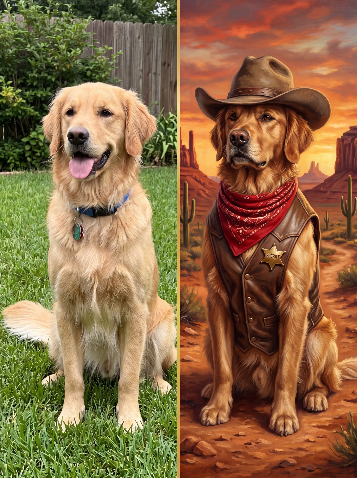 Custom Pet Portrait Canvas — Wild West Style